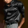thumbnail image 1 of Camisa de vestir de seda satinada para hombre Fule, camisas casuales de manga larga con botones para bodas y fiestas, 1 of 8