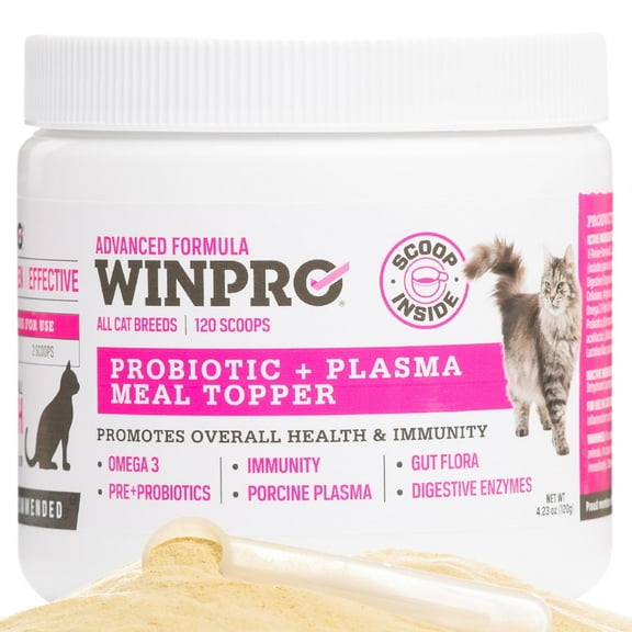 WINPRO Cat Probiotic Meal Topper, Gut and Allergy Support Supplement, 120 Scoops, Made in USA