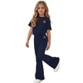 thumbnail image 5 of BXJX Girls Outfit Sets, Holiday Short Sleeve 2PC Crew Neck T-Shirts and Flare Pants Sets Navy Size 13-14 T, 5 of 6