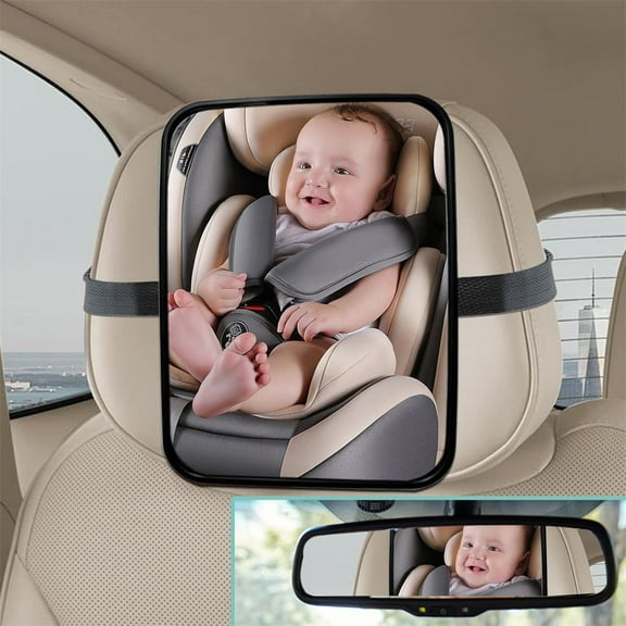 Duslogis Baby Car Mirror, Universal Fit, Headrest Mount, Shatterproof, Stable, Easy Install, Compatible with Most Cars & SUVs