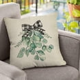 thumbnail image 4 of Spring Summer Eucalyptus Leaves Daisy Decorative Throw Pillow Covers 18 x 18 Set of 4, Buffalo Plaid Truck Farmhouse Sage Green Cushion Case Decor, Bless Home Seasonal Decoration for Sofa Couch, 4 of 5