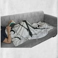thumbnail image 6 of Music Soft Flannel Fleece Throw Blanket, Witch Flying on Electric Guitar Notes Bat Halloween Illustration, Cozy Plush for Indoor and Outdoor Use, 60" x 80", Black White, by Ambesonne, 6 of 6