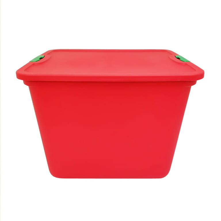 Mainstays 20 Gallon Red Storage Container, Green Latches, Set of 2