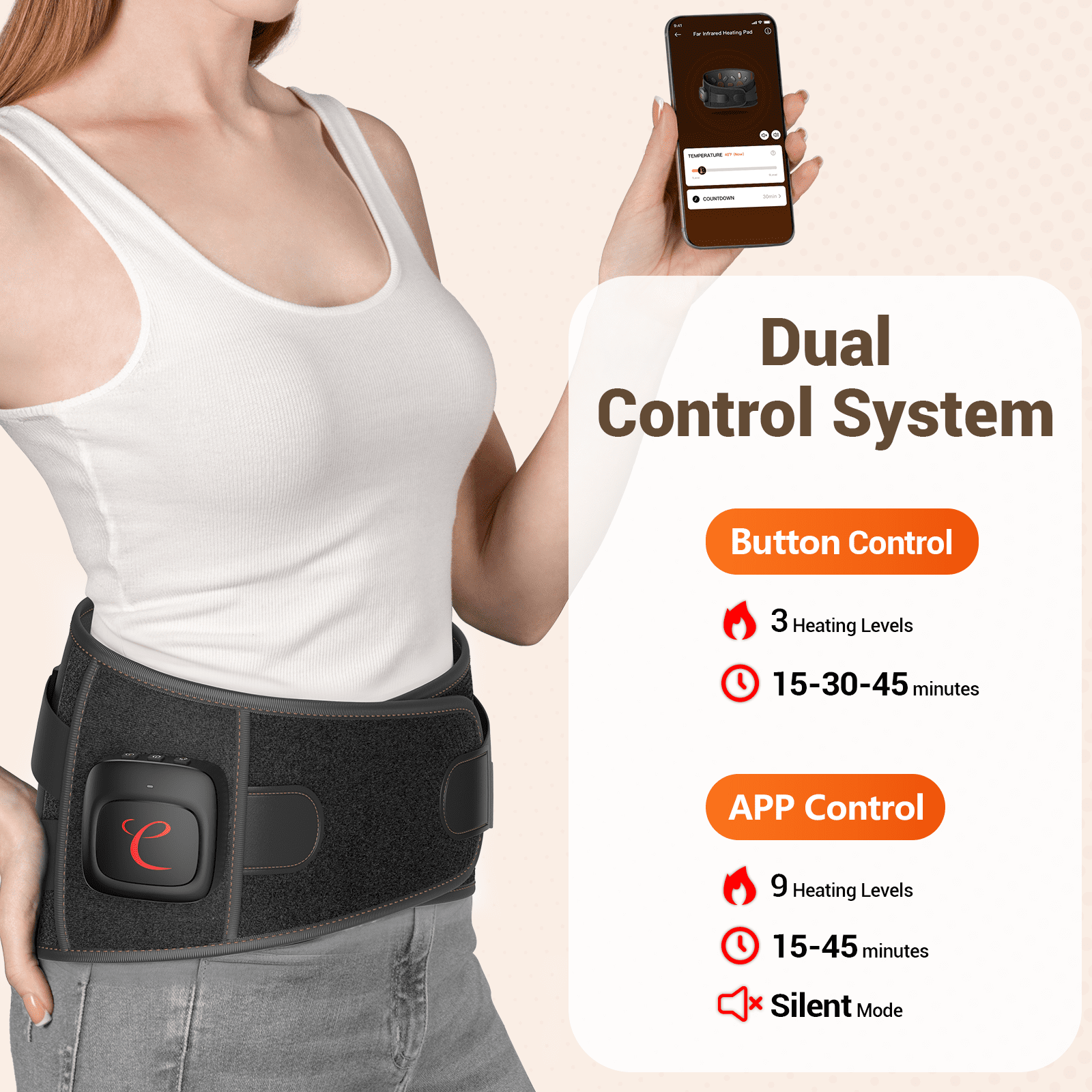 Comfytemp Cordless Infrared Heating Pad for Back & Waist, Home Office Use, Ideal Gift