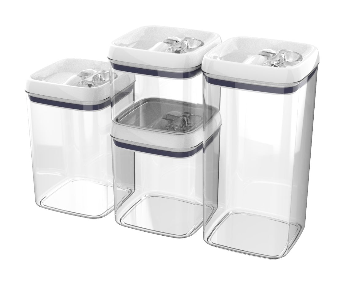 Plastic Food Storage Container,with Lid and Handle,Food 4L Pack of 4 Clear 