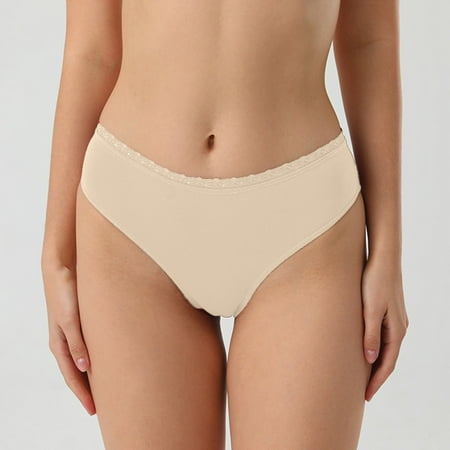 

Gubotare Women Panties Cotton Bikini Ladies Embroidered Panties Flashing Diamond Waist Sexy Open Crotch Mesh Thong Khaki L