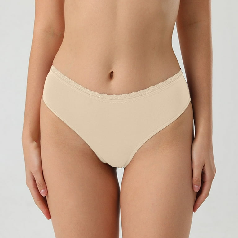 YiHWEI Female Short Lingerie Plus Size Women's Cotton Briefs Breathable Mid  Waist Solid Color Seamless Underwear S 