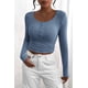 thumbnail image 3 of Remera PRETTYGARDEN 2025 Henley de Manga Larga Ajustada Azul Gris Talle S, 3 of 8