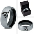thumbnail image 4 of Tungsten Savory Slice Pepperoni Pizza Food Band Ring 8mm Men Women Comfort Fit Black Dome Brushed Gray Polished, 4 of 4