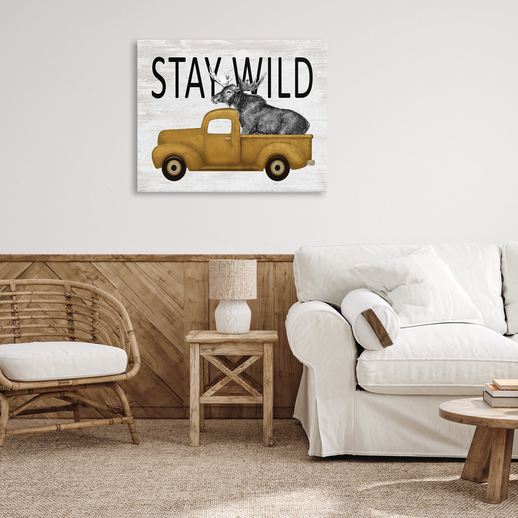 Stay Wild Moose Truck Canvas Wall Art, design by Lettered and Lined