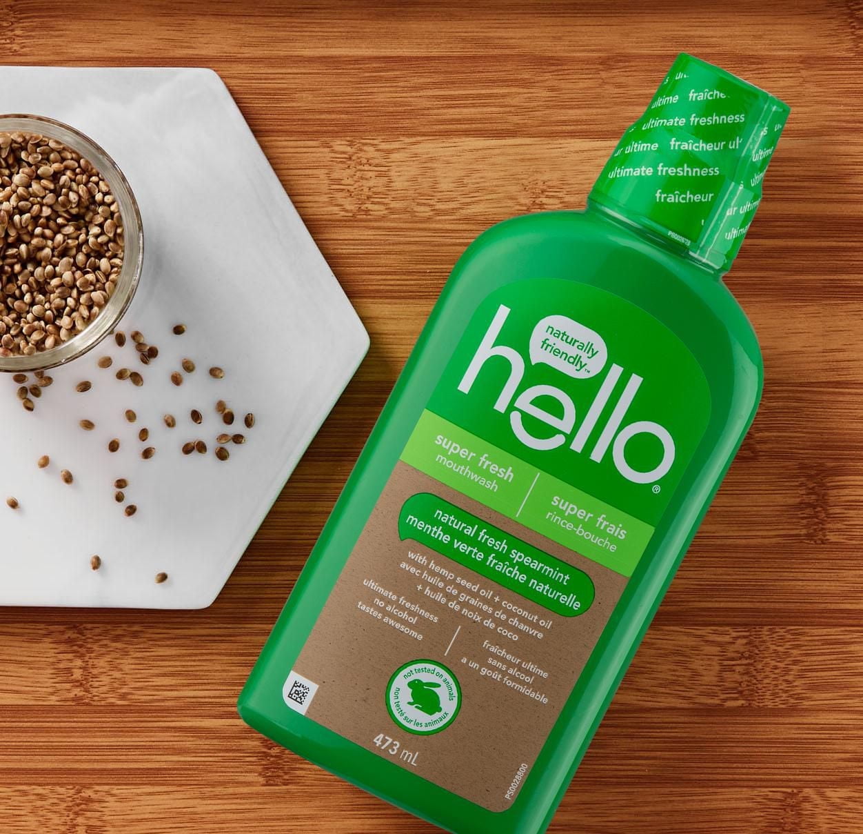 hello super frais rince-bouche 473 ml