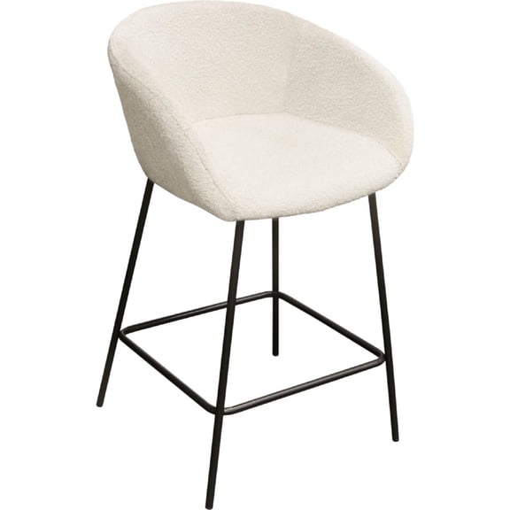 Diamond Sofa SKYLERSTIV2PK Skyler Counter Height Chairs in Ivory Boucle Fabric with Black Metal Frame - Set of 2