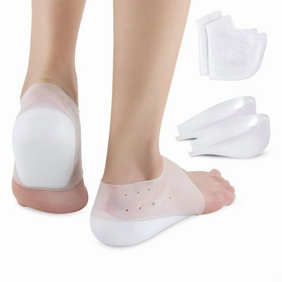 Dr.pedi 4.5cm Clear Silicone Heel Lifts for Height Increase - Invisible Shoe Inserts for Men & Women, Comfortable & Discreet Lift Insoles (1 Pair, 4.5cm)