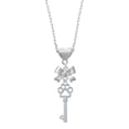 thumbnail image 2 of Delight Jewelry Silvertone Open Paw Key Silver tone Bow Heart Necklace, 2 of 4