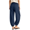 thumbnail image 6 of VBVC Women's Cotton Linen Harem Joggers Pants , Baggy Drawstring Boho Trousers For Women , Ladies' Summer Beach Pants with Pockets, S-2XL, 6 of 6