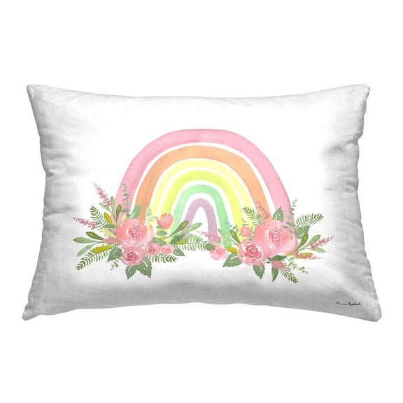 Stupell Industries Floral Pastel Rainbow Decorative Printed Throw Pillow Design by Sharon Kuplack