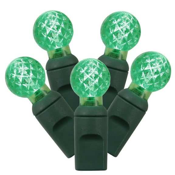 Vickerman 100 Green G12 LED Light on Green Wire, 34' Christmas Light Strand