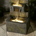 thumbnail image 6 of 32.2" Tall 3-Tier Outdoor Water Fountain with LED Lights, Mossy Stone Look Cascading Resin Garden Waterfall for Patio, Yard, Porch Decor, 6 of 8