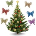 thumbnail image 2 of 20 piezas de adornos navideños con mariposas brillantes, adornos colgantes para árbol de Navidad con mariposas brillantes en 3D, decoración de mariposas artificiales huecas con clips y tallos para cor, 2 of 7