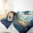 thumbnail image 3 of Manfei Cute Floral Ghost Queen Comforter Set 3 Pieces, Sunflower Butterfly Halloween Comforter Sets Queen, Blue Green Yellow,Reversible,1 Comforter and 2 Pillowcases, 3 of 6