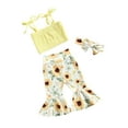 thumbnail image 2 of Bagilaanoe 3pcs Newborn Baby Girl Long Pants Set Tied Straps Tank Tops + Floral/Rainbow Print Flared Trousers+ Headband 3M 6M 12M 18M Infant Casual Outfits, 2 of 7