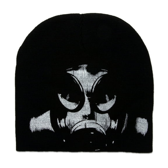 Gas Mask Stencil Cuffless Short Beanie - Black-B