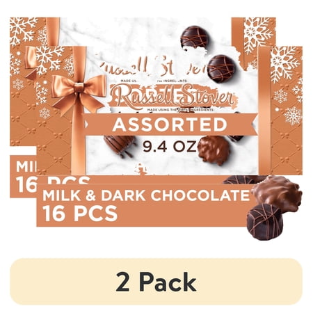 (2 pack) RUSSELL STOVER Christmas Assorted Milk & Dark Chocolate Gift Box, 9.4 oz. (16 pieces)