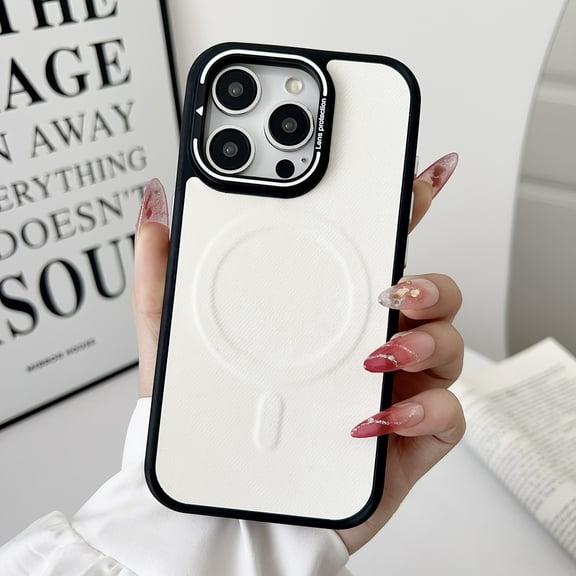 ELEHOLD Case for iPhone 14 Pro,Slim Fit Shockproof PU Leather Magnetic Case with Camera Kickstand,White