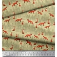 thumbnail image 3 of Soimoi Beige polyester Crepe Fabric Cedar Tree & Fox Animal Print Sewing Fabric Yard 42 Inch Wide, 3 of 5