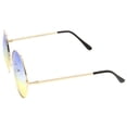 thumbnail image 3 of Super Oversize Slim Temple Colorful Gradient Lens Round Sunglasses 61mm (Gold / Blue-Yellow), 3 of 4