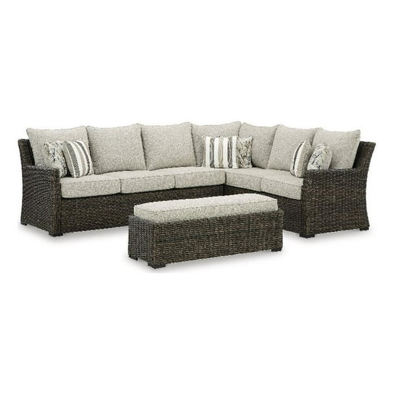 Signature Design by Ashley Brook Ranch Brown Outdoor Sectional - Set of 3