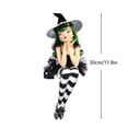 thumbnail image 5 of Green Hair Shelf Sitting Witch Figurine with Black Cat,1PCS Gothic Resin Edge Sitting Witch Statue with Witch Hat,12" Spooky Fall Halloween Decor for Tabletop& Bookshelf, 5 of 5