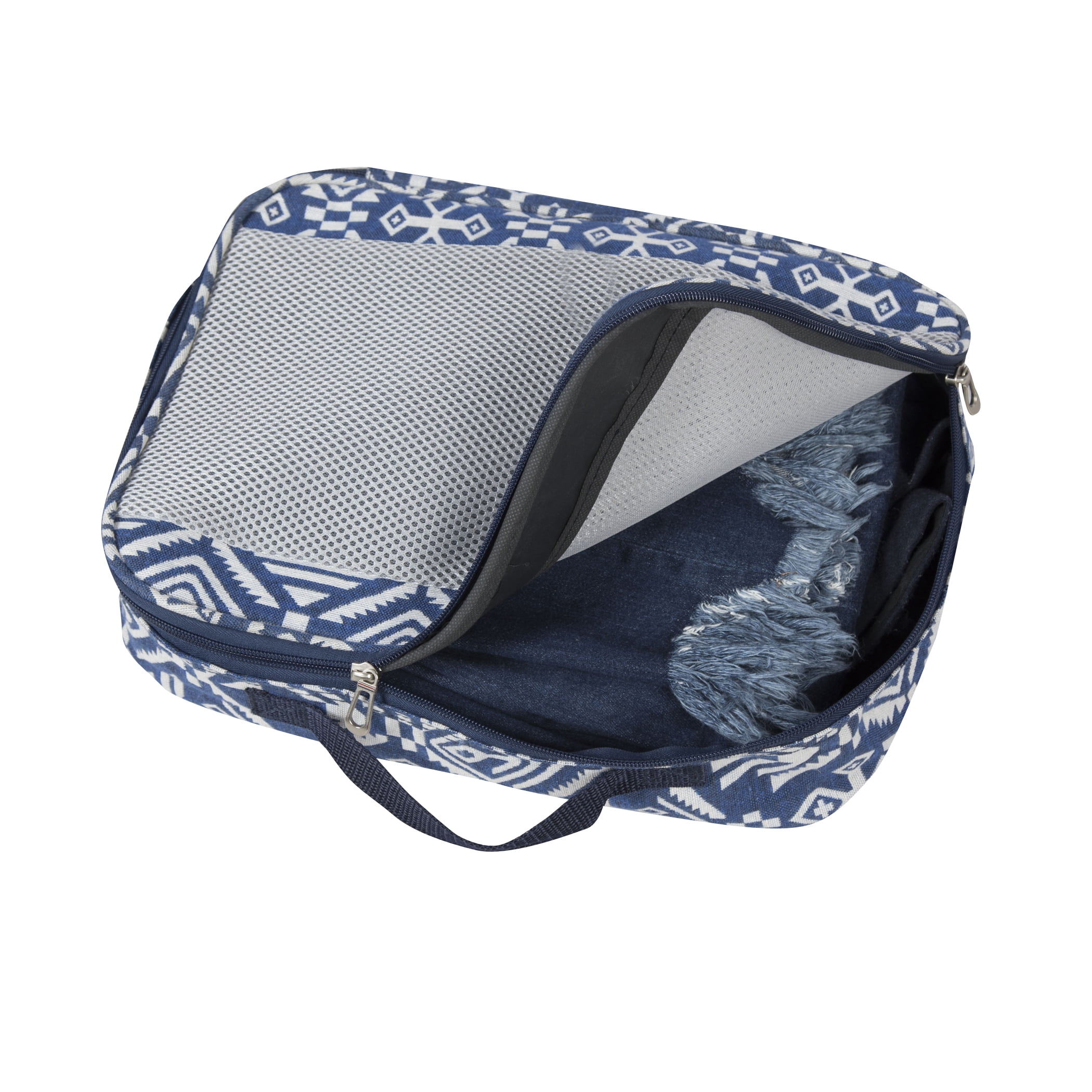Handy Sandy Deluxe 5 PIECE Travel Organizing Packing Cube Set Navy Aztec