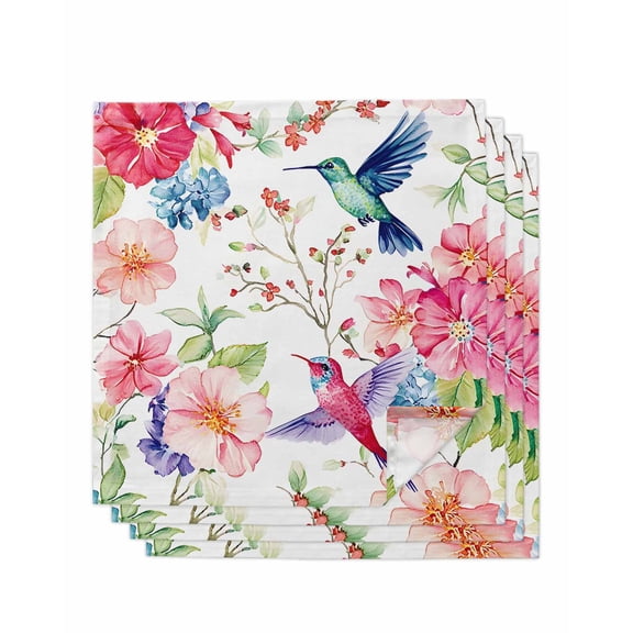 Hokiten Kitchen Dinner Napkins Set of 4 Colorful Hummingbird Cloth Napkins Reusable Washable Table Napkins for Weddings Cocktail Parties Holiday Table Decor 20x20 Inch