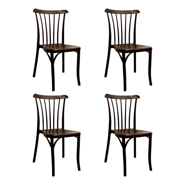 Ilios Innova | Set de 4 Sillas Plásticas Nordik Café para Comedor y Exterior, Diseño Ergonómico de Polipropileno con Acabado Tipo Madera, Apilables y Resistentes para Restaurante, Jardín o Negocio