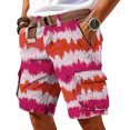 thumbnail image 2 of Men's Tie Dye Cargo Shorts With Multi-Pockets And Woven Belt Featuring Vintage Washed Effect For Summer Beach Hiking Streetwear Fashion Hot Pink L, 2 of 5