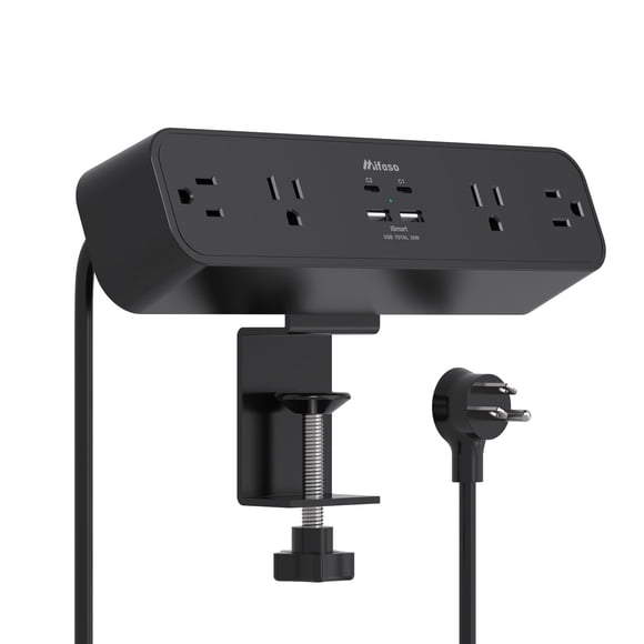 Abrazadera de escritorio Power Strip Mifaso PD30W con 4 salidas y 4 puertos USB
