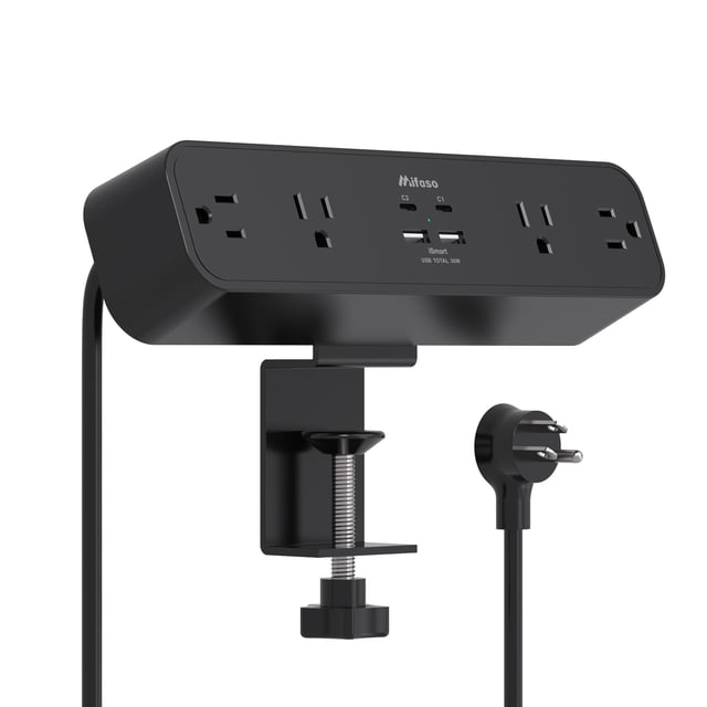 Abrazadera de escritorio Power Strip Mifaso PD30W con 4 salidas y 4 puertos USB