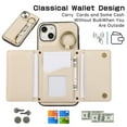 thumbnail image 4 of Wallet Function Case for iPhone 13 with Shoulder Strap & Card Slot Holder & Ring Buckle & Magnetic Clasp, Premium PU Leather Flip Folio Zipper Purse Women Girls Phone Case, Beige, 4 of 10