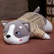 thumbnail image 3 of Muñeco de peluche de Husky de 80cm/100cm, ropa a rayas, juguete de peluche suave de Husky tumbado, animales de perro gris/Negro, regalo de cumpleaños para niños, 3 of 5