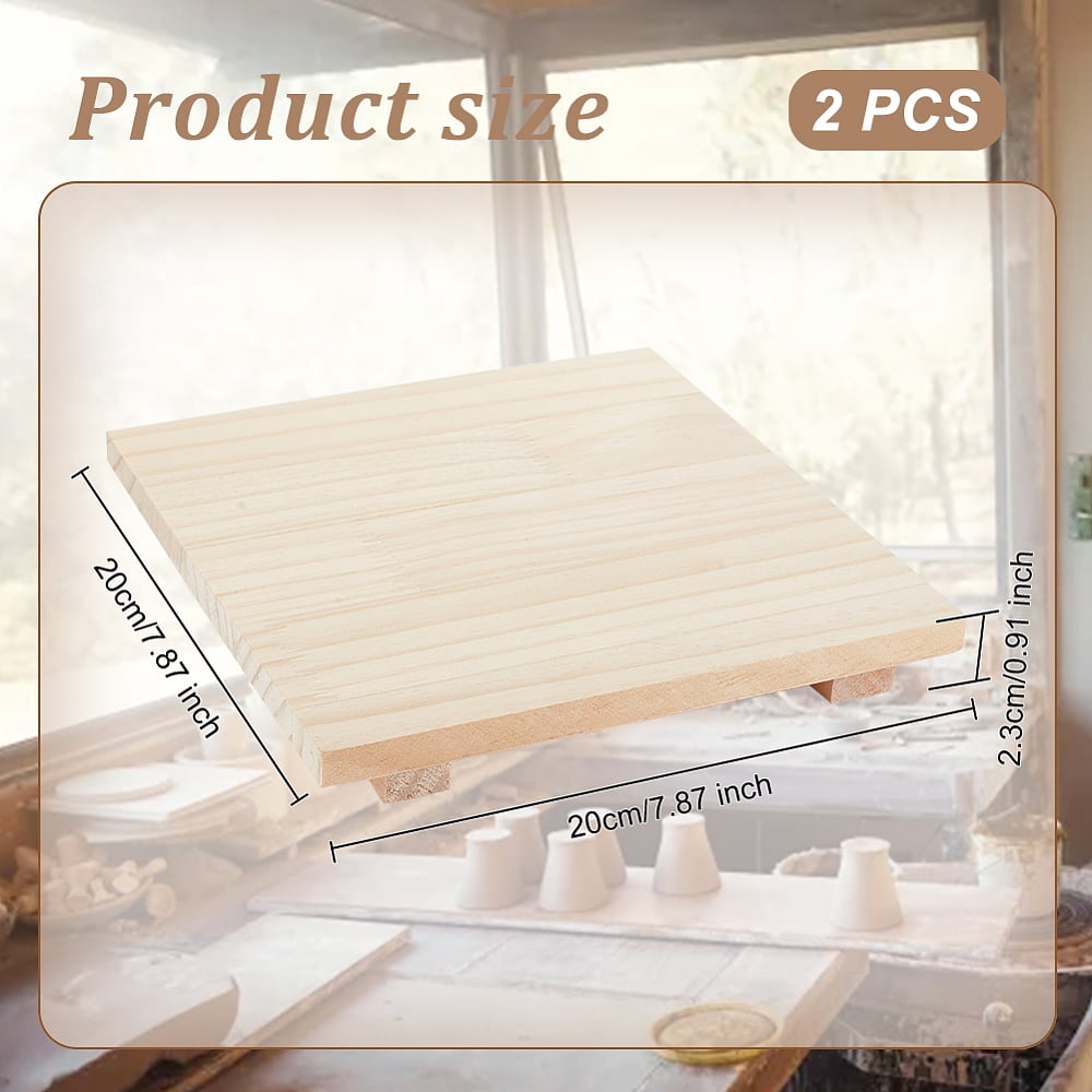 2pcs Wood Clay Cutter Base Plate Clay Modeling Tool Square PapayaWhip 20x20x2.3cm