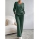 thumbnail image 4 of Conjunto de pijama SHEWIN para mujer, manga larga, punto acanalado, color verde S, 4 of 7