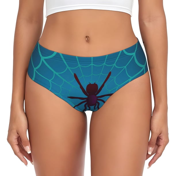 Balery Spider And Cobweb Ropa Interior de Algodón para Mujer con Dibujo – Braguitas Cómodas y Elásticas, Estilo Clásico-Large