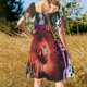 thumbnail image 5 of Llevaba un vestido de manga corta con boina frambuesa, vestido elegante y chic para mujer, vestido de verano para mujer., 5 of 7