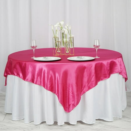 

Efavormart 72 SATIN Square Tablecloth Overlay For Wedding Catering Party Table Decorations FUSHIA Square Tablecloth Cover
