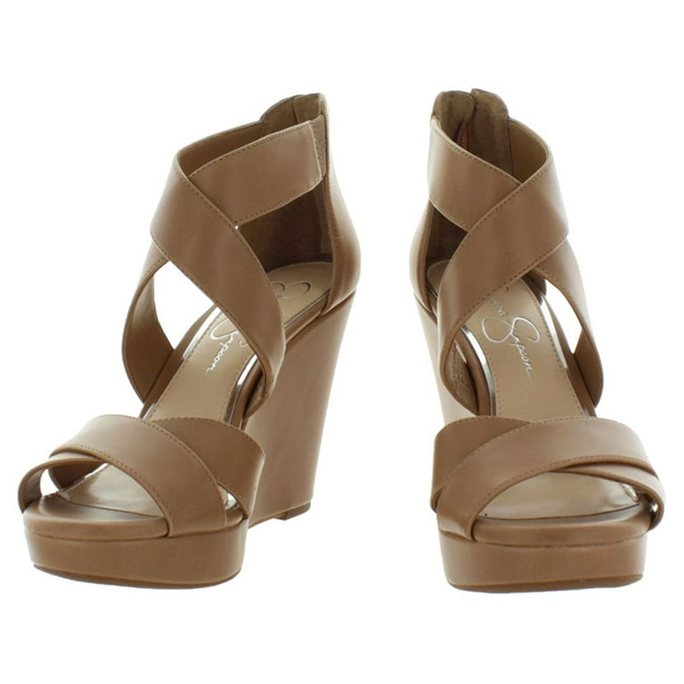 Jessica Simpson Womens Jadyn Leather Peep Toe Casual Platform