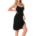 thumbnail image 4 of INSPIRE CHIC Women's Sleepwear Lace Cute Nightgown Sleeveless Ruffle Thigh Length Nightdress Lingeries S Black, 4 of 6