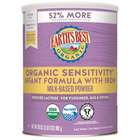 Earth's Best Organic Low Lactose Sensitivity Infant Powder Formula with Iron, Omega-3 DHA and Omega-6 ARA, 35 (The Best Baby Formula Brand)