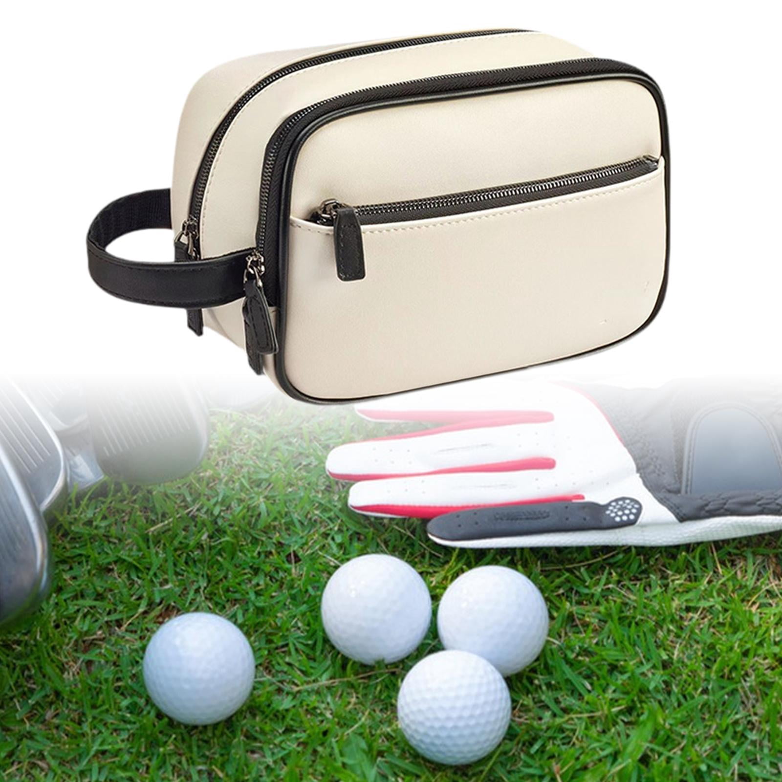 DimyFew Golf Accessory Bag Golf Ball Case Lightweight Travel Golfer Bag with Wrist Strap White