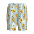 thumbnail image 2 of Lsque Blue White Striped Sunflower Mens Sleep Pajama Shorts,Short Pajama Pants, Cotton Ultra-Soft Knit-3X-Large, 2 of 9